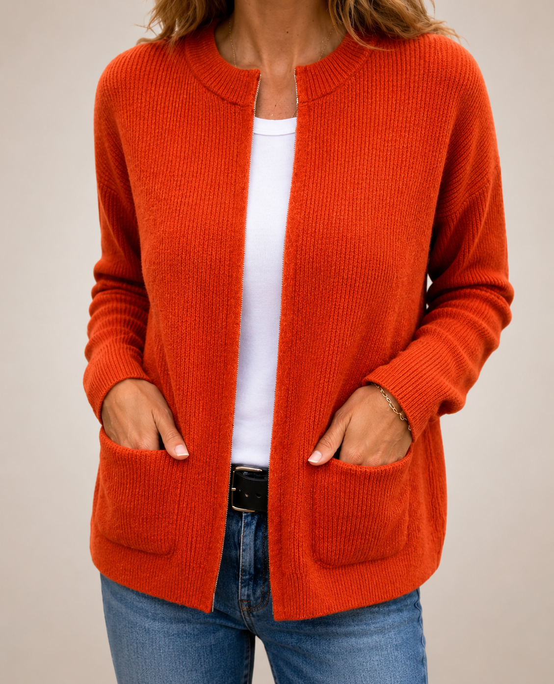 Cardigan in Maglia Morbida con Tasche