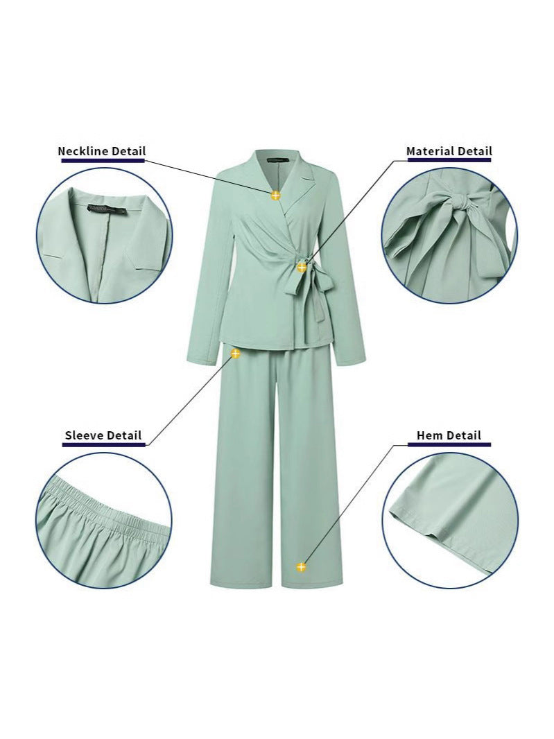 Elegant Tie-Waist Suit Set for Women