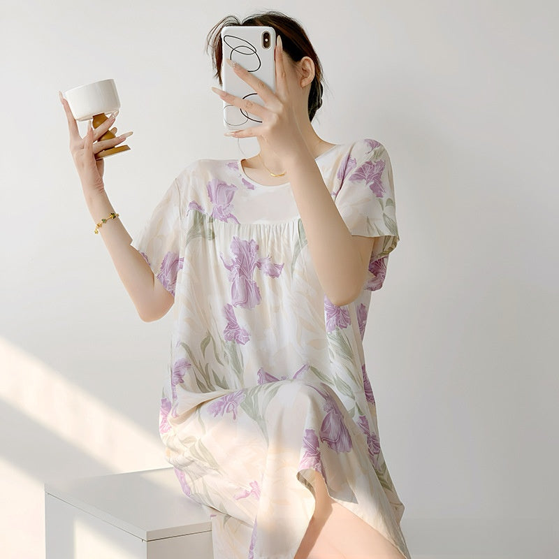 Cotton Silk Nightdress Summer Sleepwear