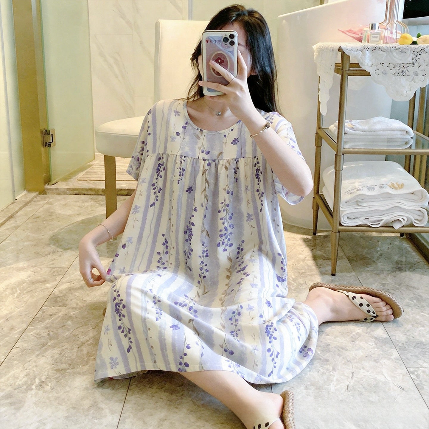Cotton Silk Nightdress Summer Sleepwear