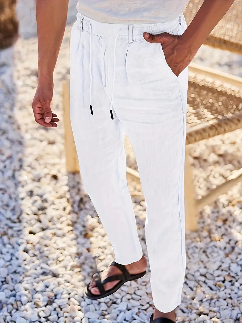 Tito | Pantaloni Larghi in Lino con Coulisse