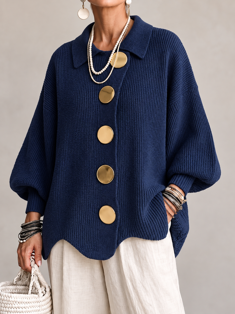 Maglione Elegante Oversize con Bottoni