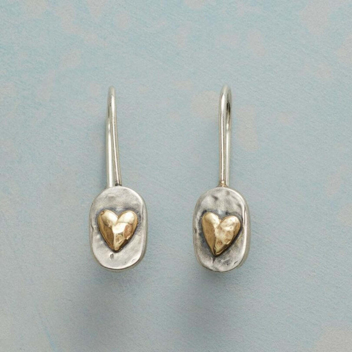Orecchini Cuore Intarsiato Dorato Vintage