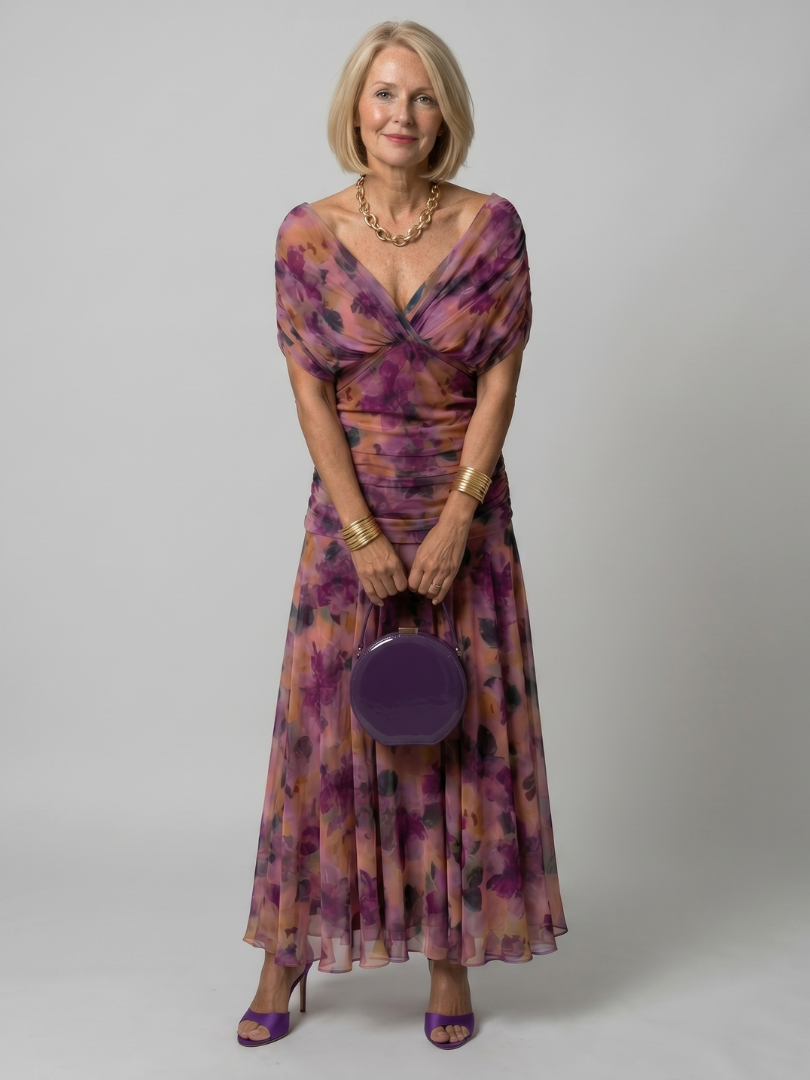Calen Off Shoulder Flow Midi Dress
