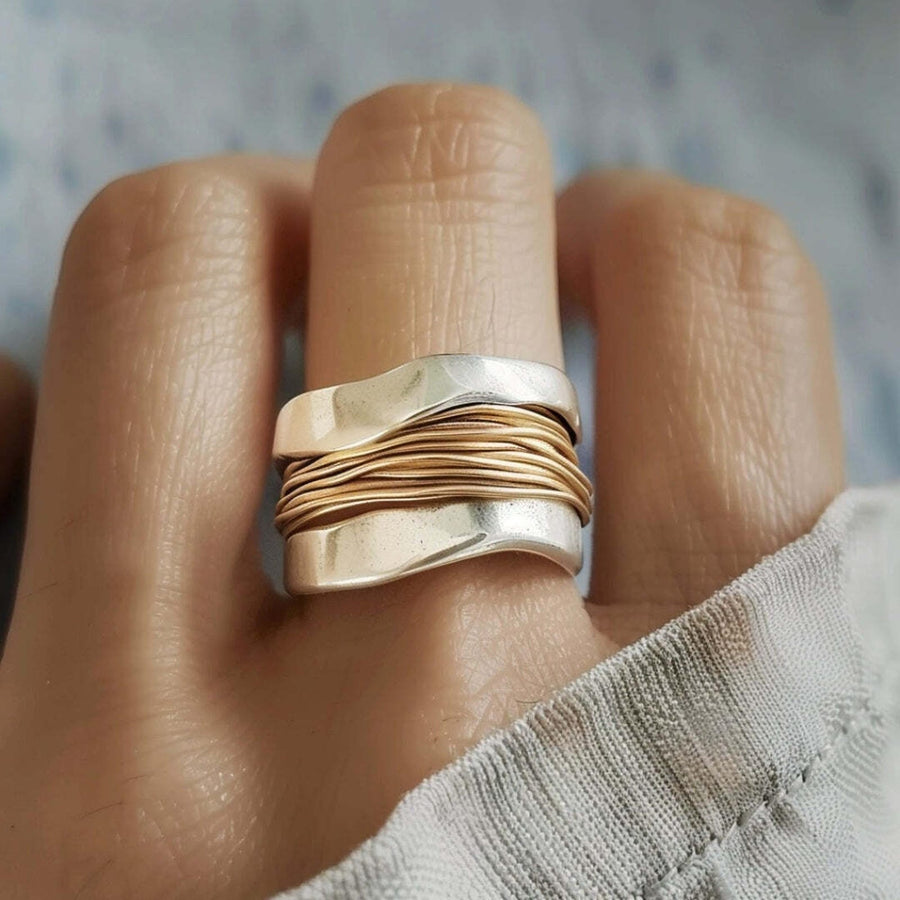 Anello Fili Dorati Argento