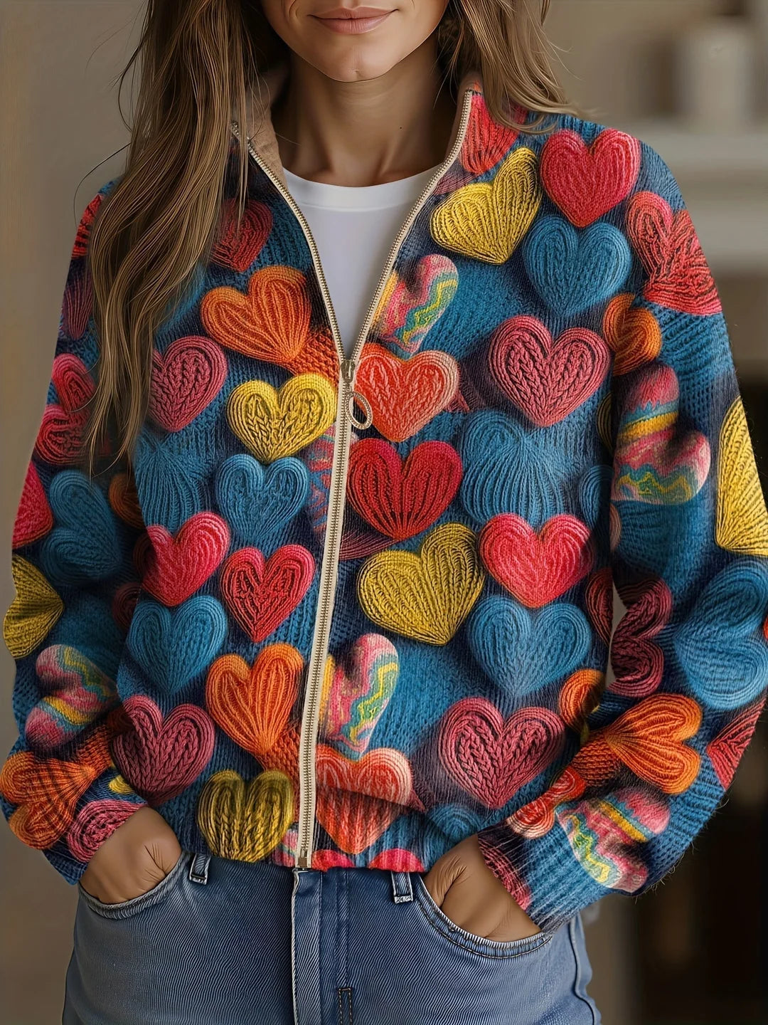 Wrenna™ | Cardigan con Zip a Fiori di Campo