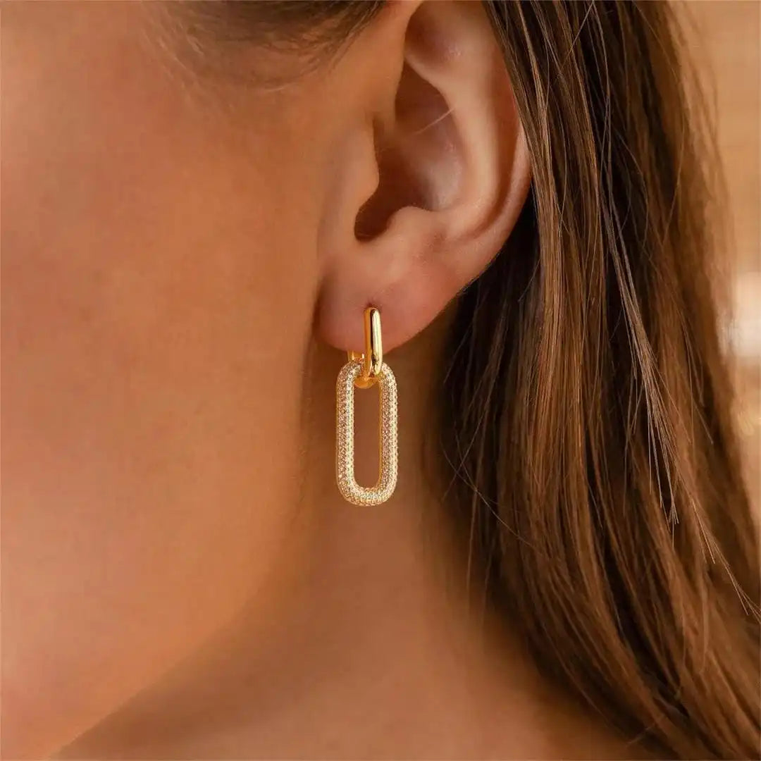 Orecchini a Cerchio Geometrici con Strass Retrò