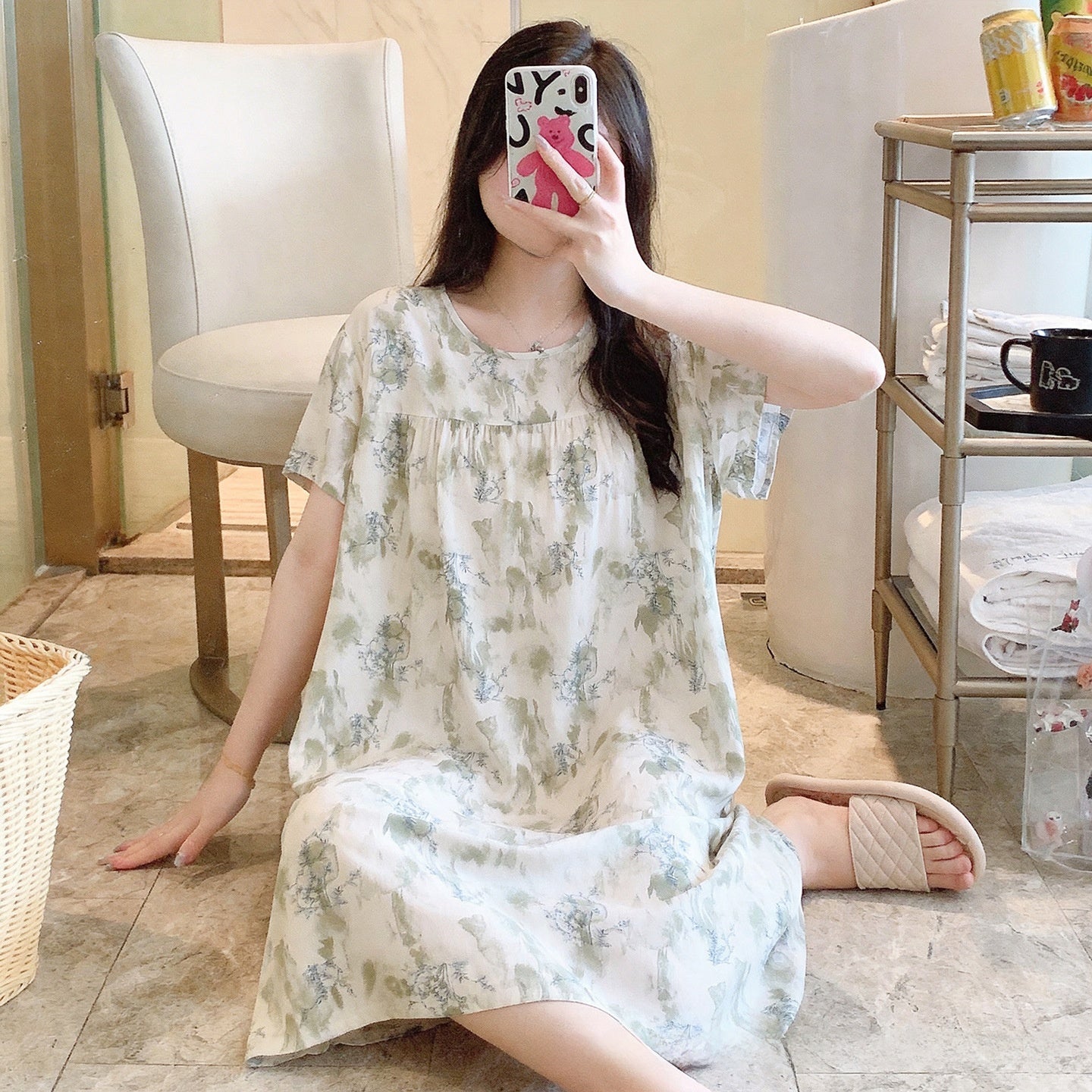Cotton Silk Nightdress Summer Sleepwear