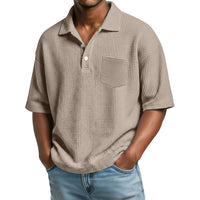 Polo uomo in maglia waffle