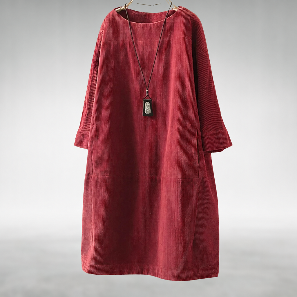 Amy™ Abito Midi in Velluto a Coste Comodo
