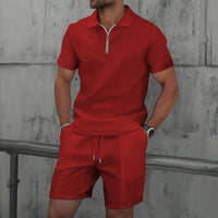 Completo sportivo da uomo con polo e bavero testurizzati