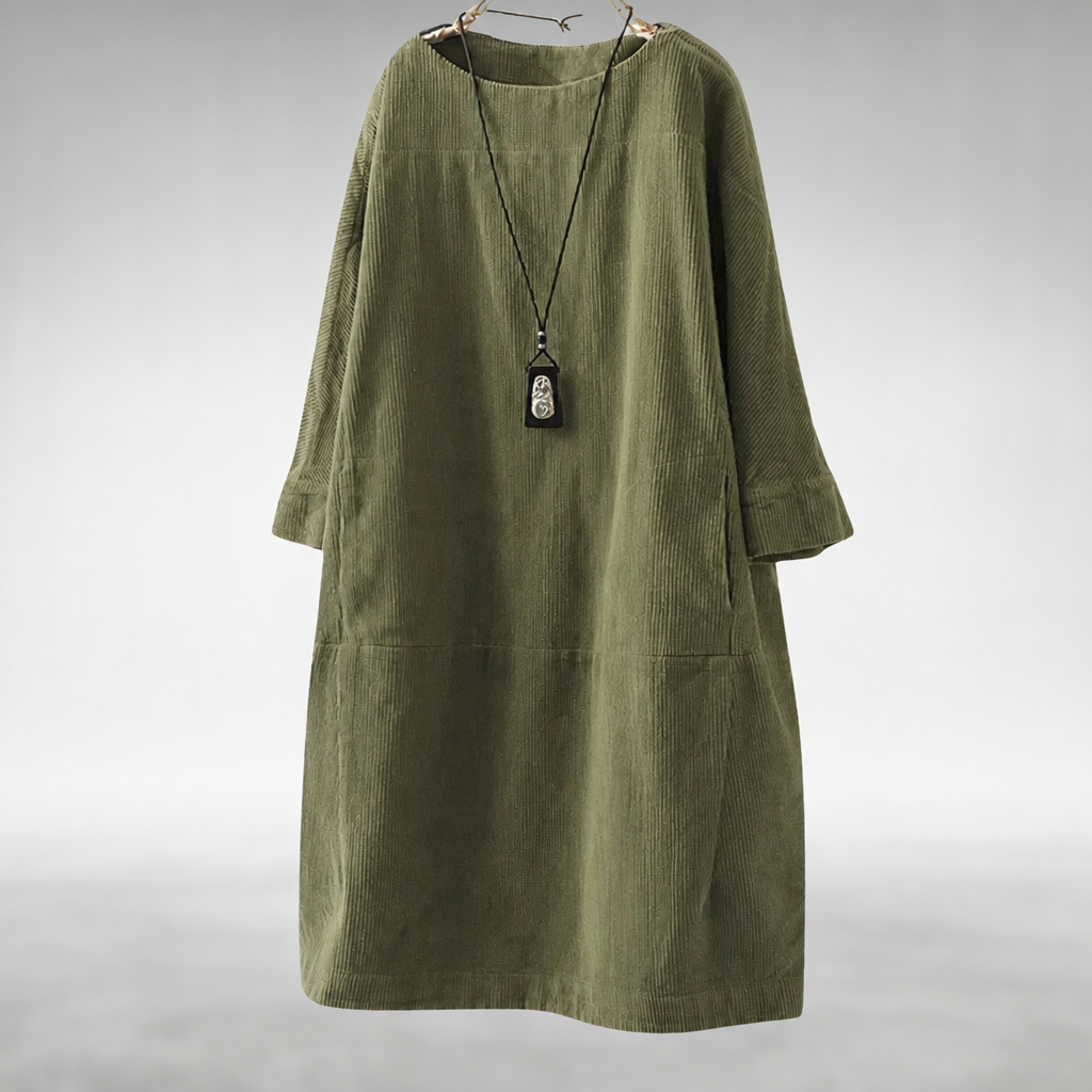 Amy™ Abito Midi in Velluto a Coste Comodo