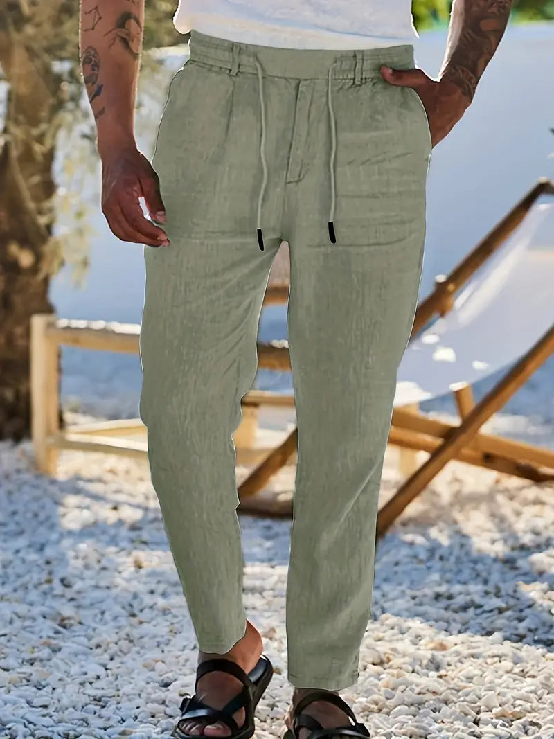 Tito | Pantaloni Larghi in Lino con Coulisse