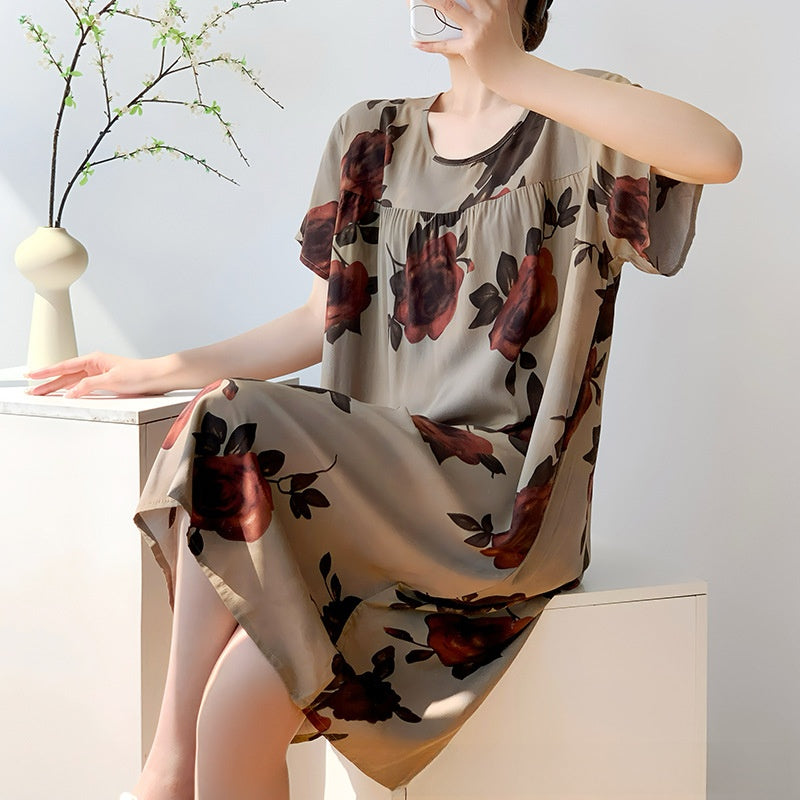 Cotton Silk Nightdress Summer Sleepwear