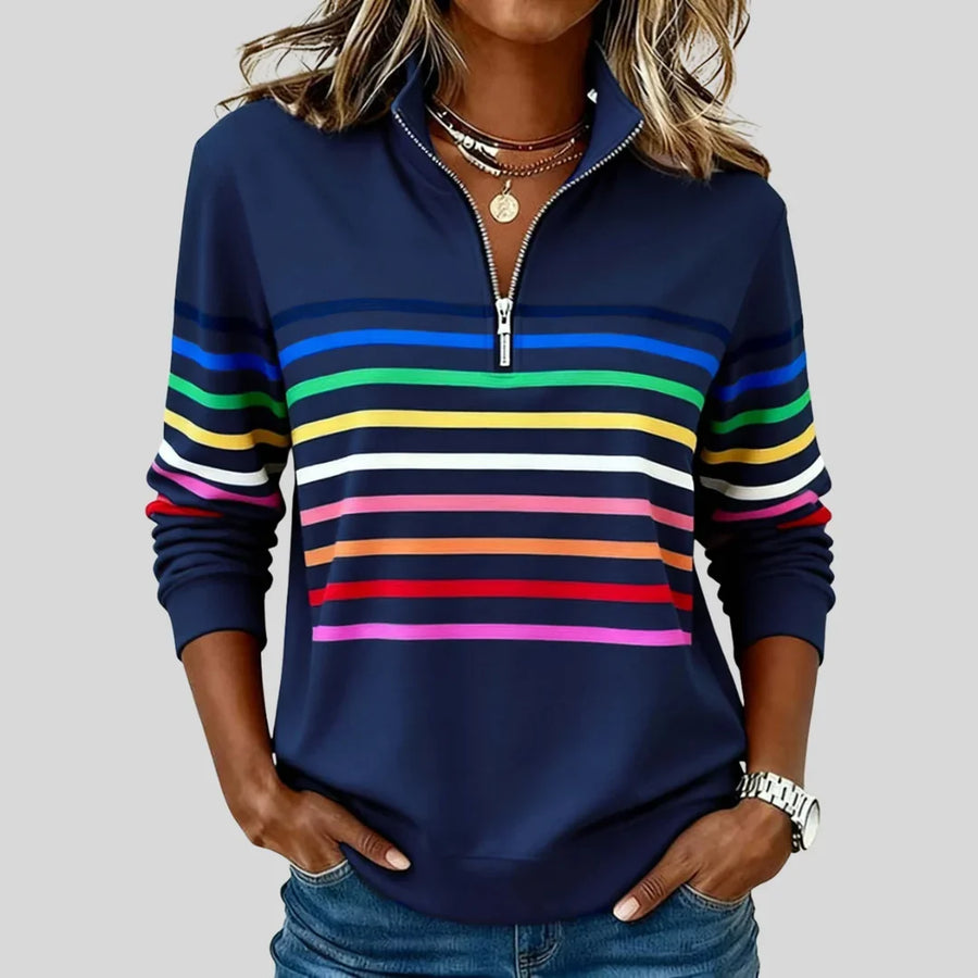 CELINE | FELPA A RIGHE COLORATE CON MEZZA ZIP