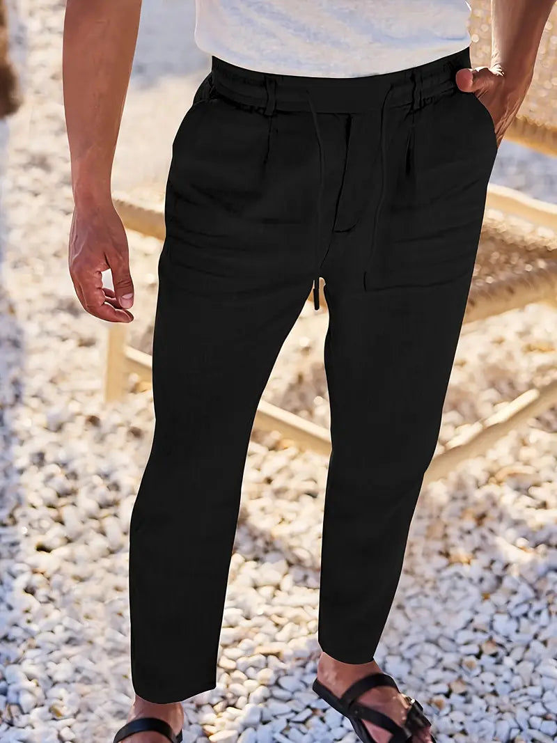 Tito | Pantaloni Larghi in Lino con Coulisse