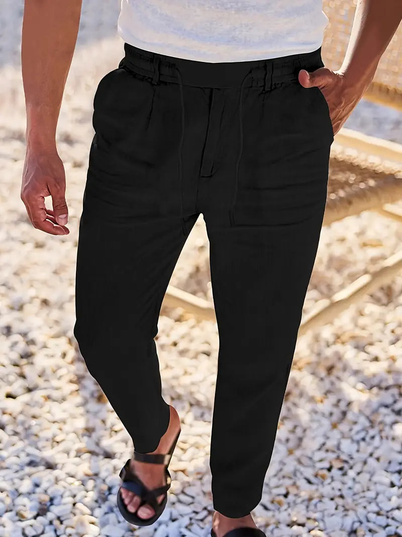 Tito | Pantaloni Larghi in Lino con Coulisse