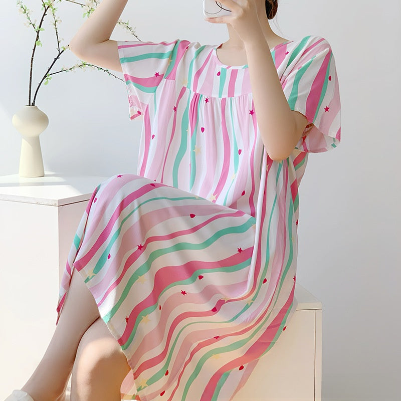 Cotton Silk Nightdress Summer Sleepwear