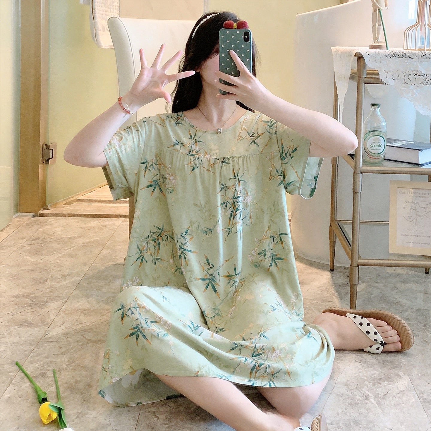 Cotton Silk Nightdress Summer Sleepwear