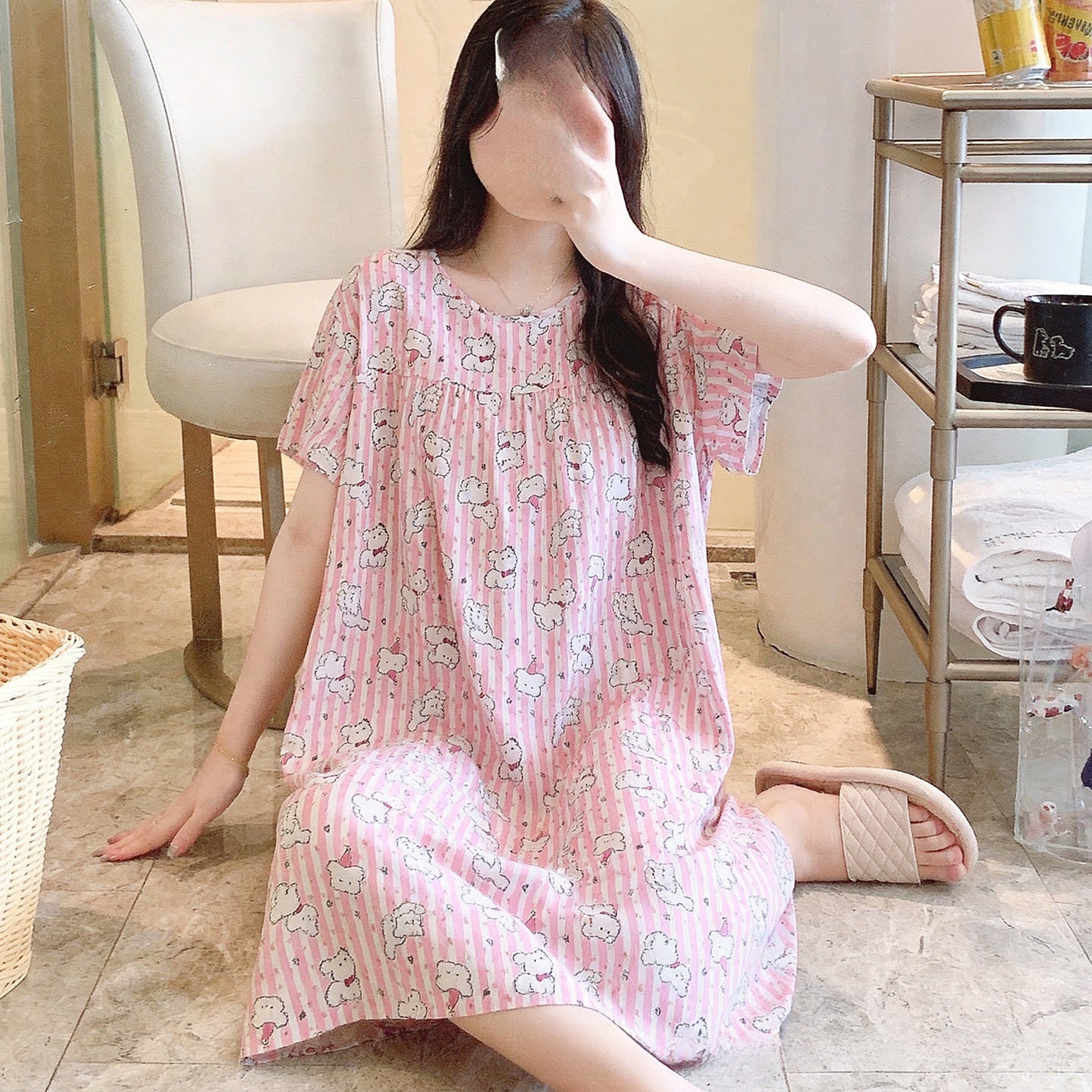Cotton Silk Nightdress Summer Sleepwear