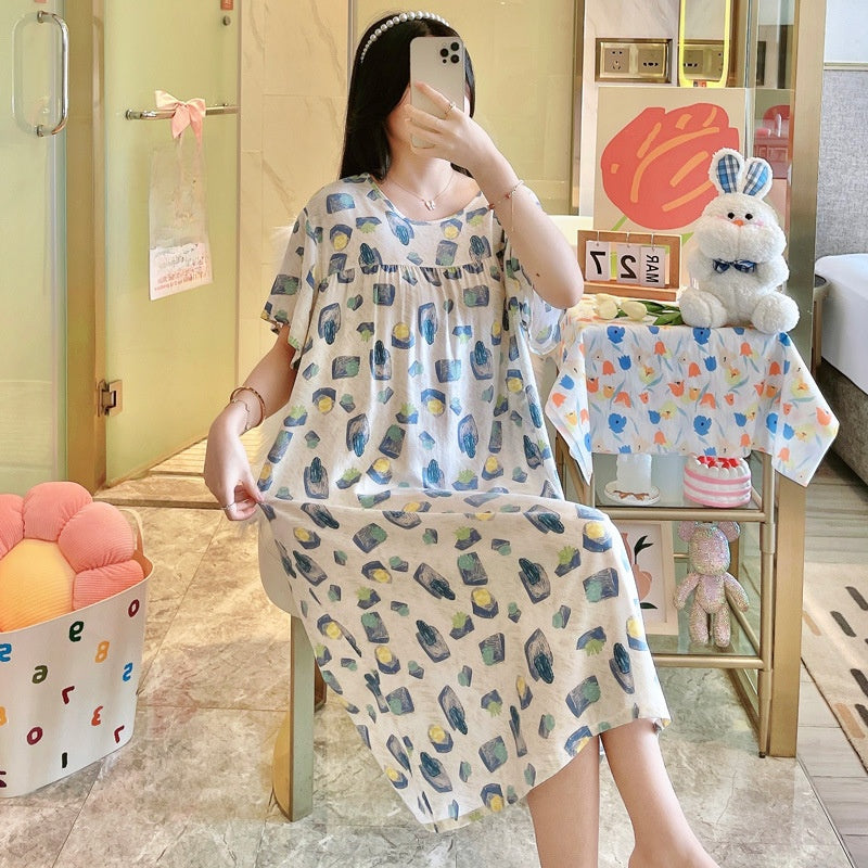 Cotton Silk Nightdress Summer Sleepwear