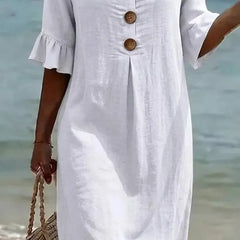 Naomi Shift Dress with Puff Sleeves