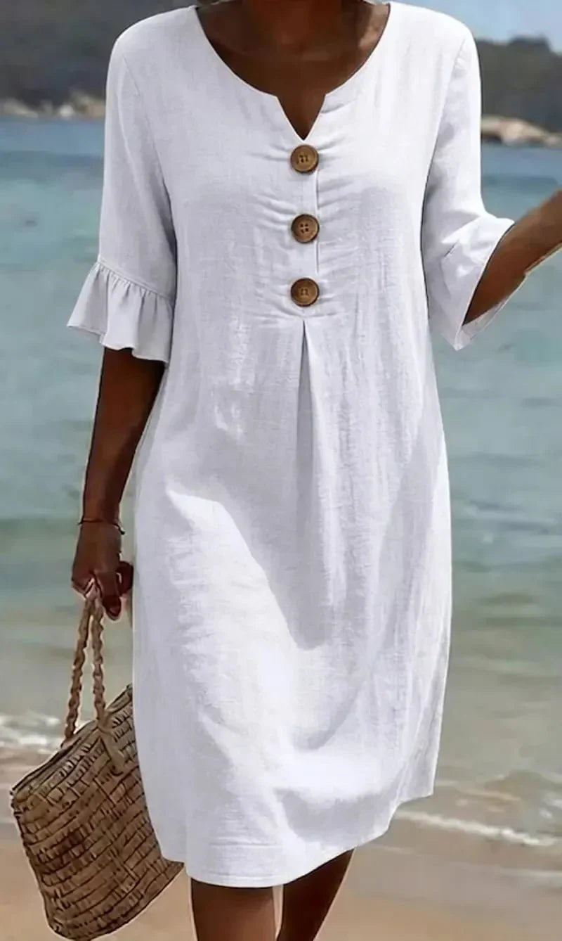 Naomi Shift Dress with Puff Sleeves