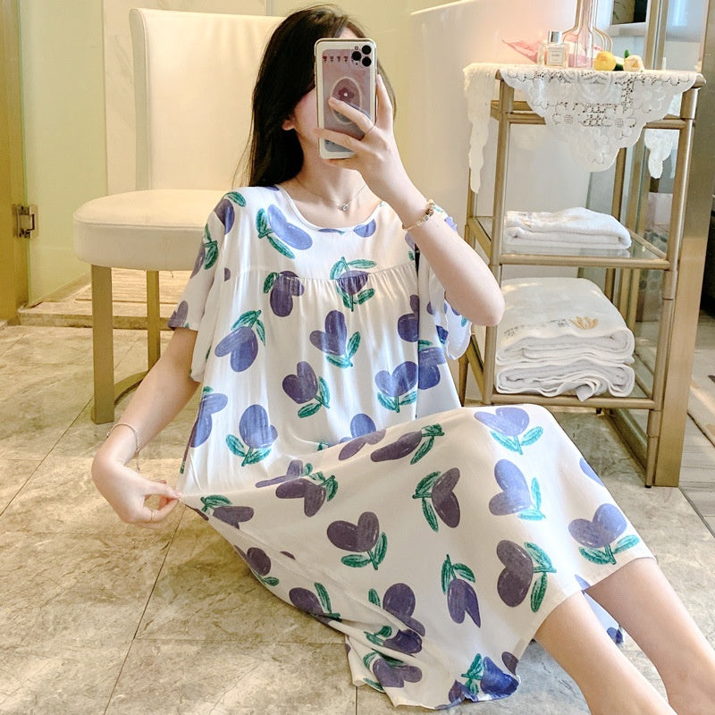 Cotton Silk Nightdress Summer Sleepwear