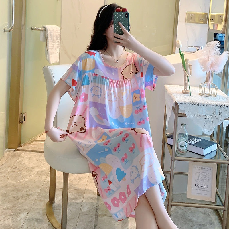 Cotton Silk Nightdress Summer Sleepwear