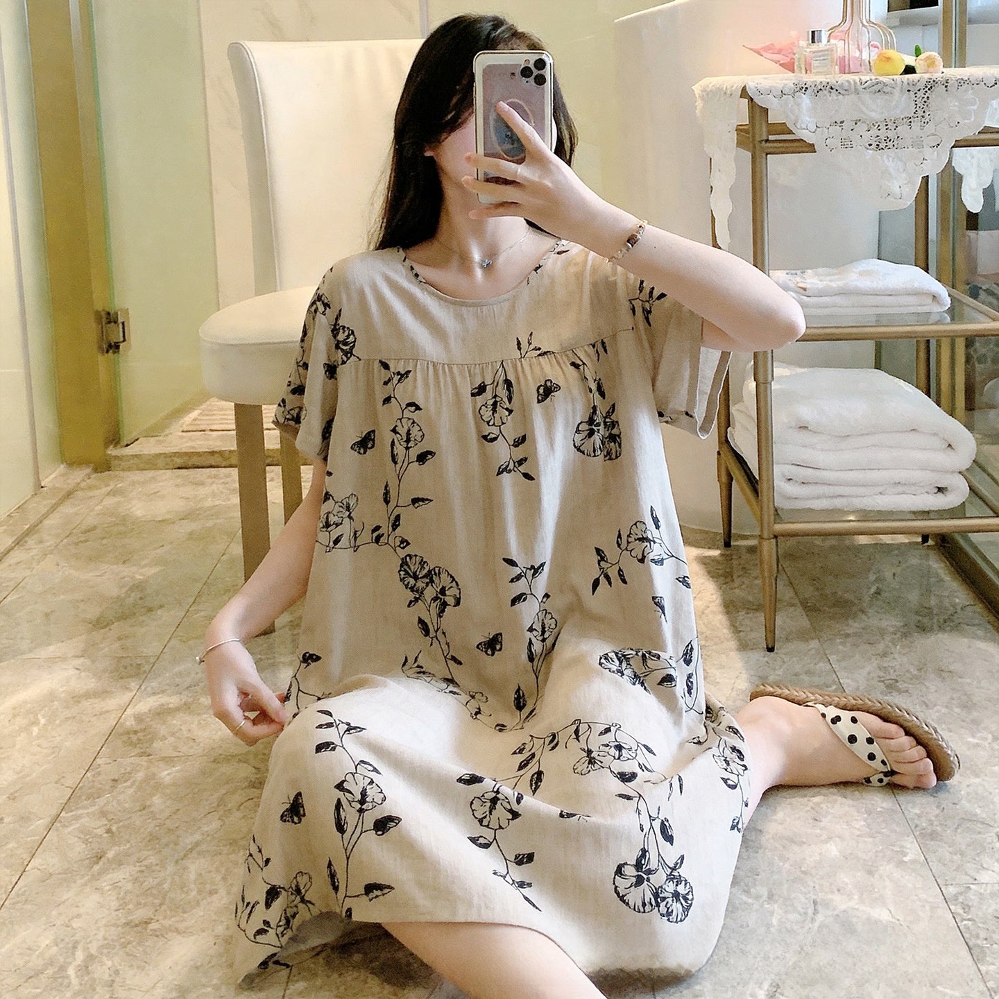 Cotton Silk Nightdress Summer Sleepwear