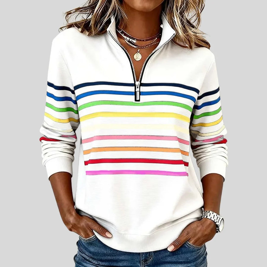 CELINE | FELPA A RIGHE COLORATE CON MEZZA ZIP