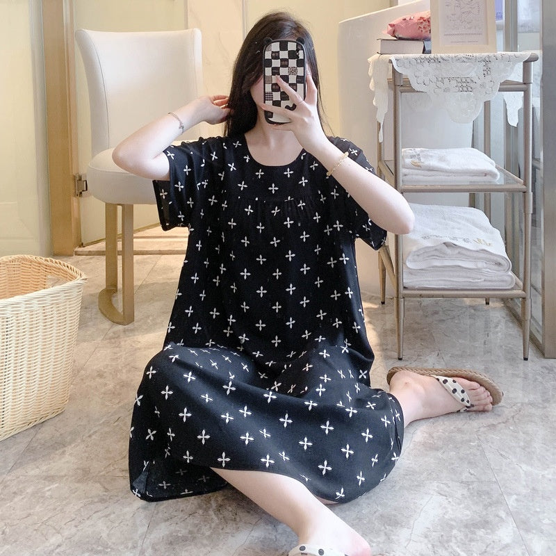 Cotton Silk Nightdress Summer Sleepwear