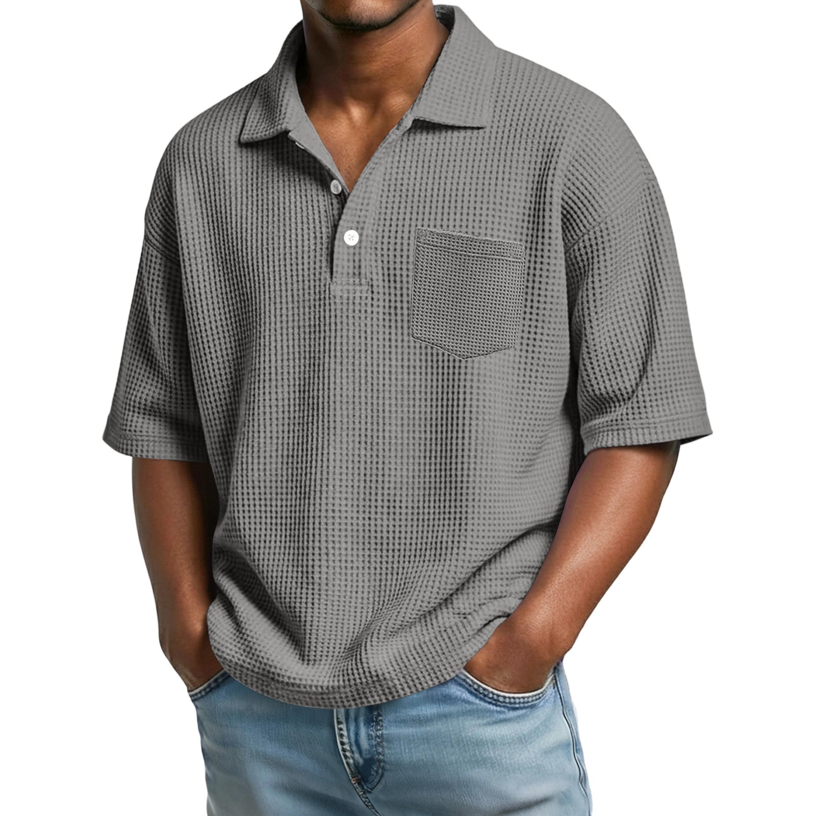 Polo da Uomo a Maglia Waffle