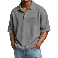 Polo uomo in maglia waffle