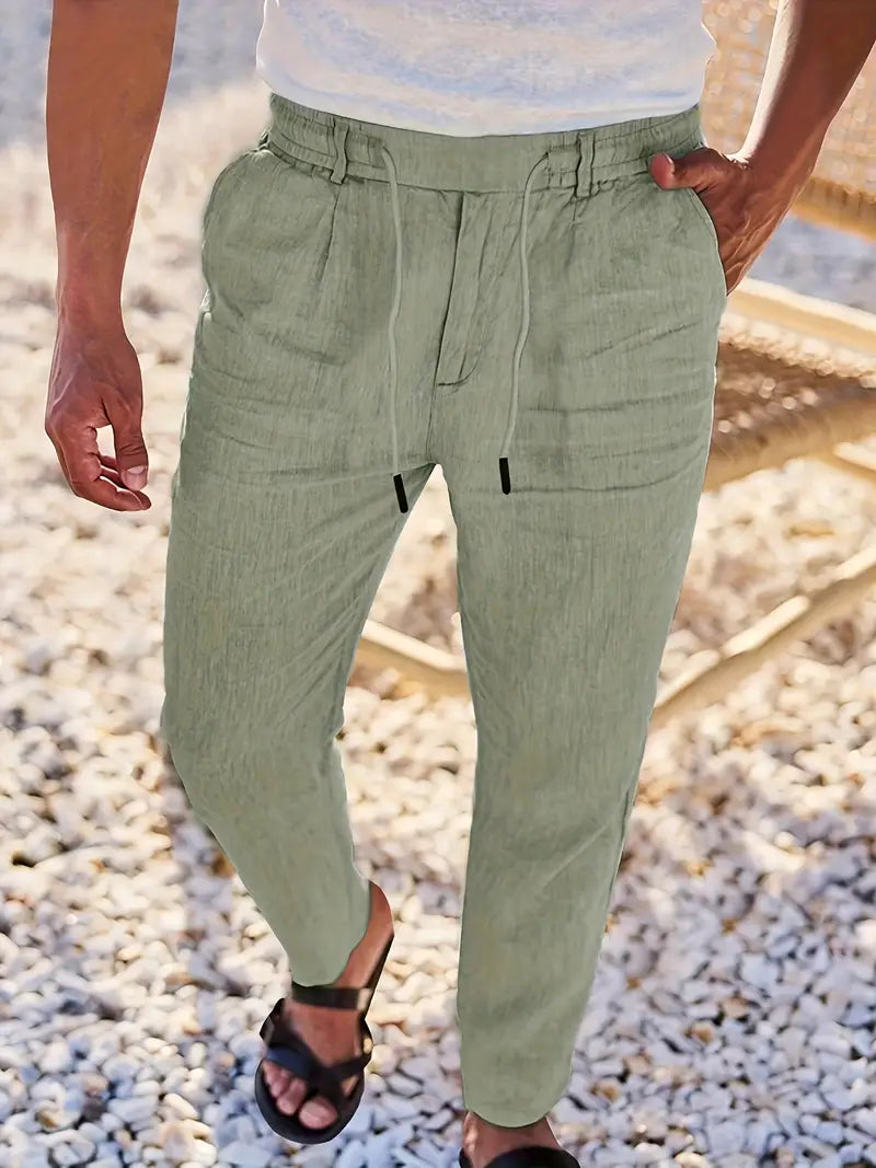 Tito | Pantaloni Larghi in Lino con Coulisse