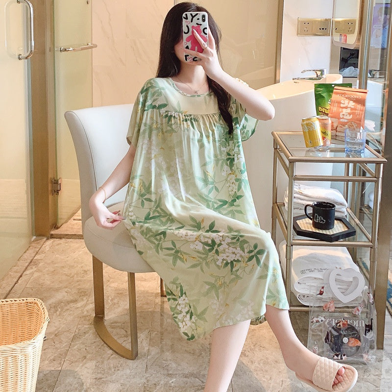 Cotton Silk Nightdress Summer Sleepwear