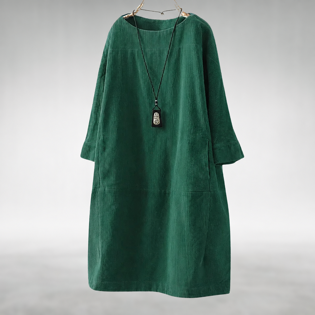 Amy™ Abito Midi in Velluto a Coste Comodo