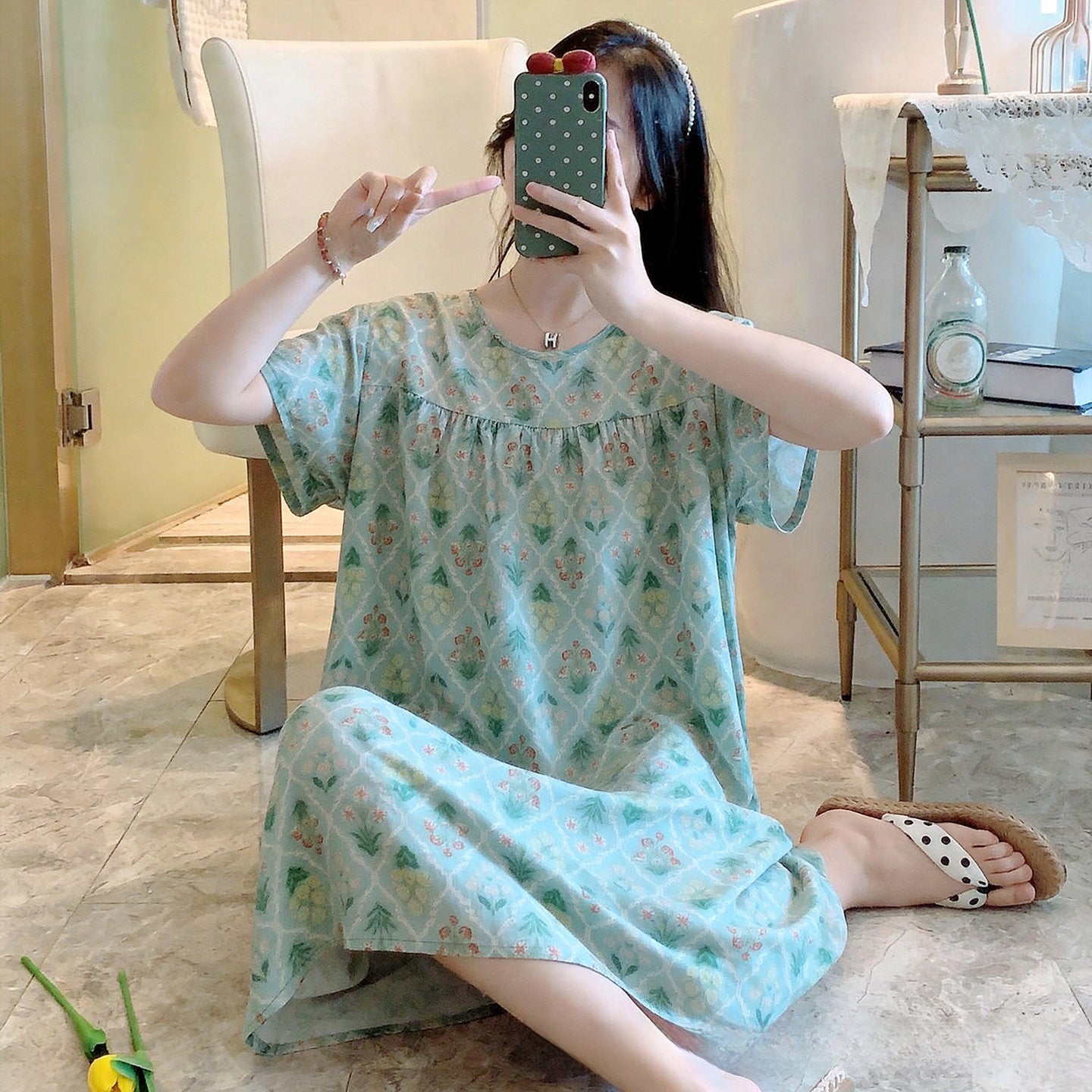Cotton Silk Nightdress Summer Sleepwear