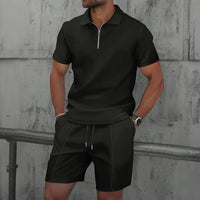 Completo sportivo da uomo con polo e bavero testurizzati