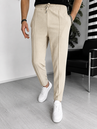 Herenbukser i vaffelstruktur – Slim Fit Stretchbukser med snøre | Casual & Smart Casual