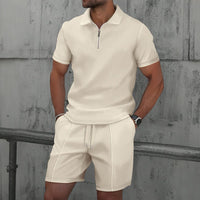 Completo sportivo da uomo con polo e bavero testurizzati