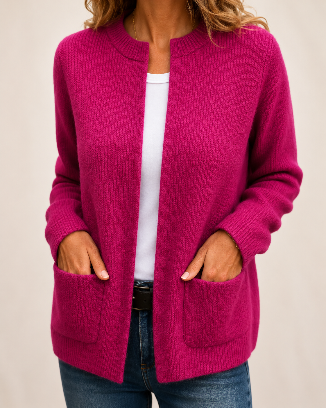 Cardigan in Maglia Morbida con Tasche