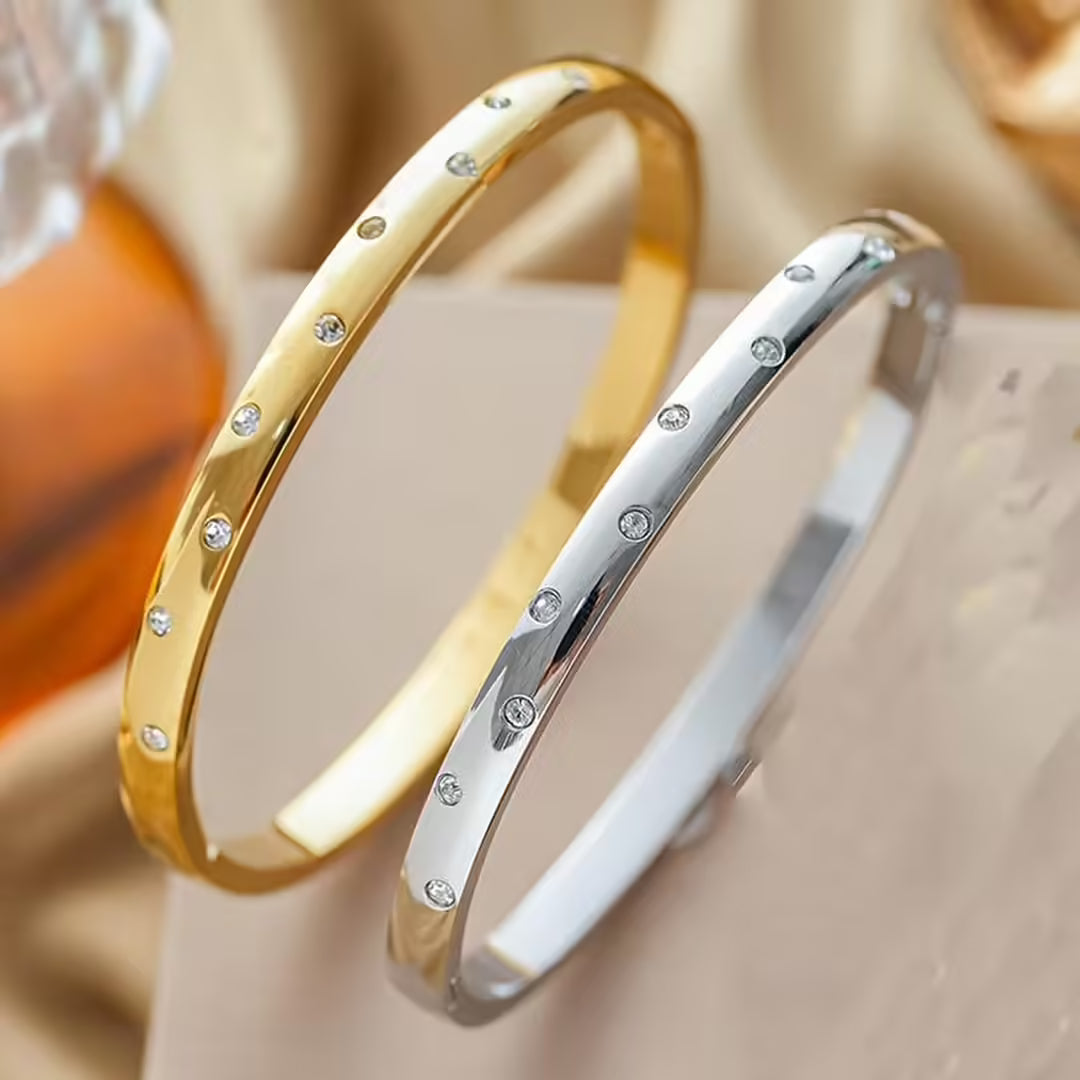 Bracciale Zirconia Dorato Senza Tempo