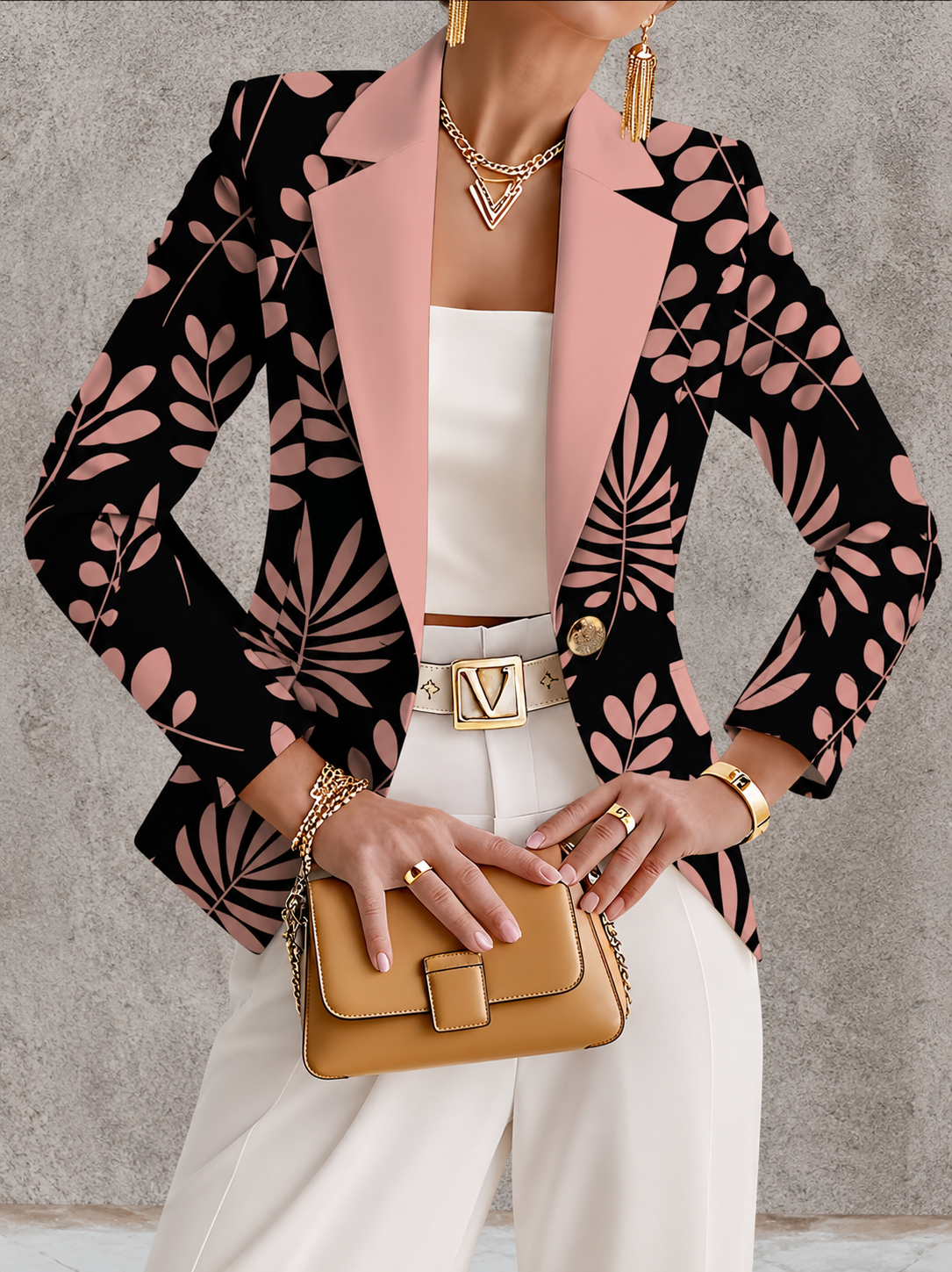 Odaya™ | Blazer Foglie Rosa