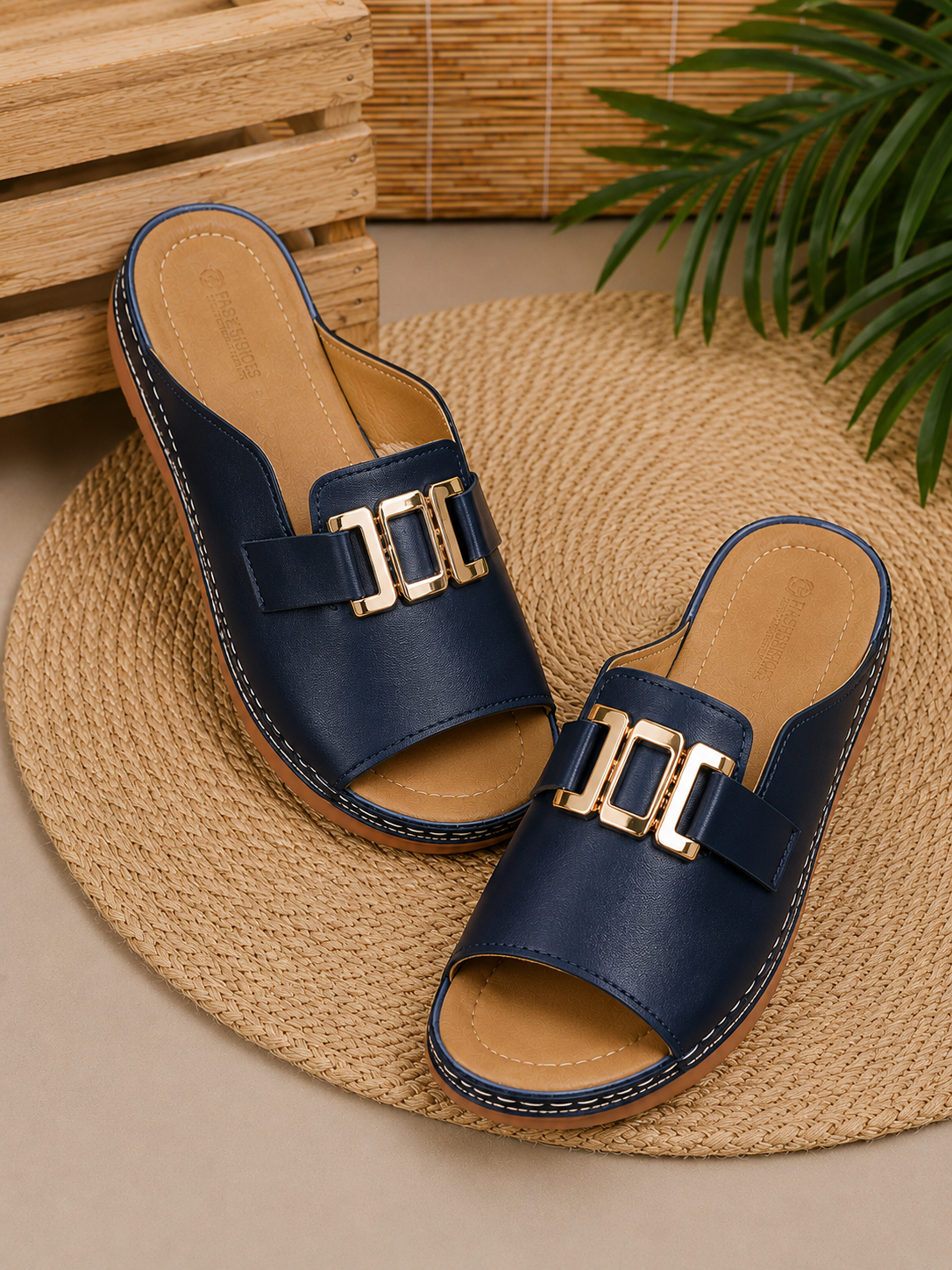 Luxury Comfort Women's Sandals - Summer Sandals with Gold Buckle