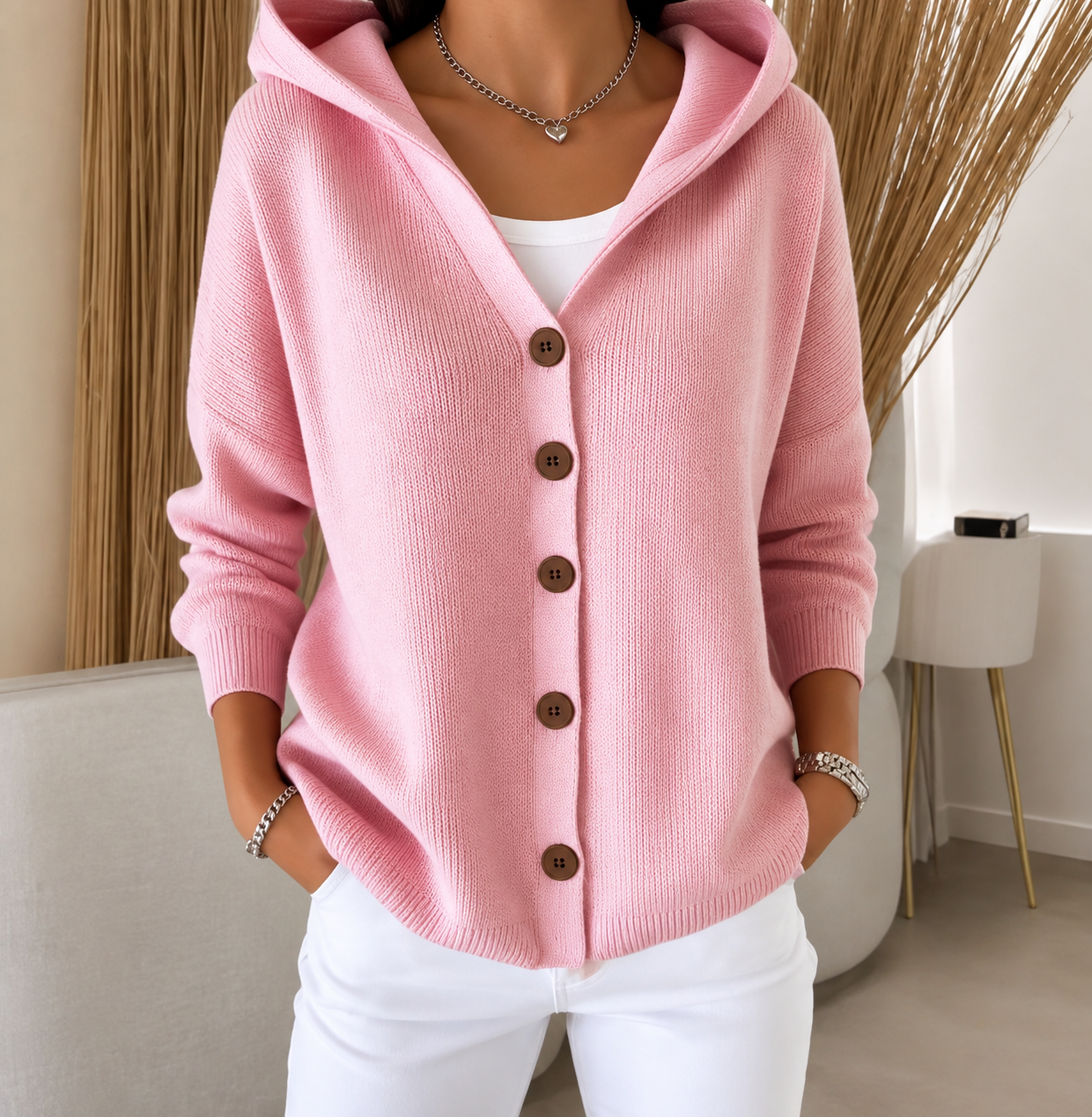 Sofia | Cardigan con Cappuccio in Morbida Maglia