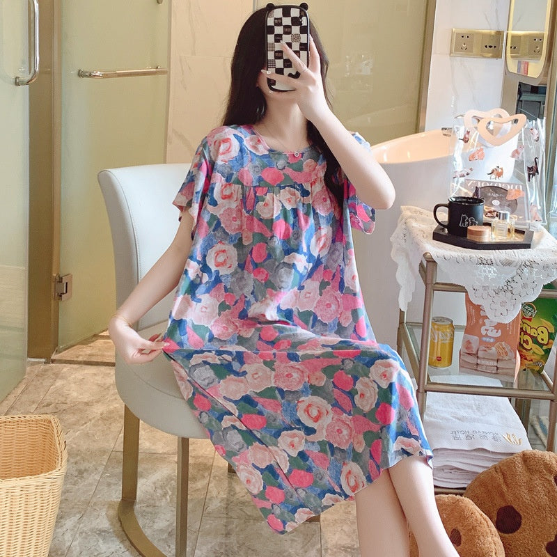 Cotton Silk Nightdress Summer Sleepwear