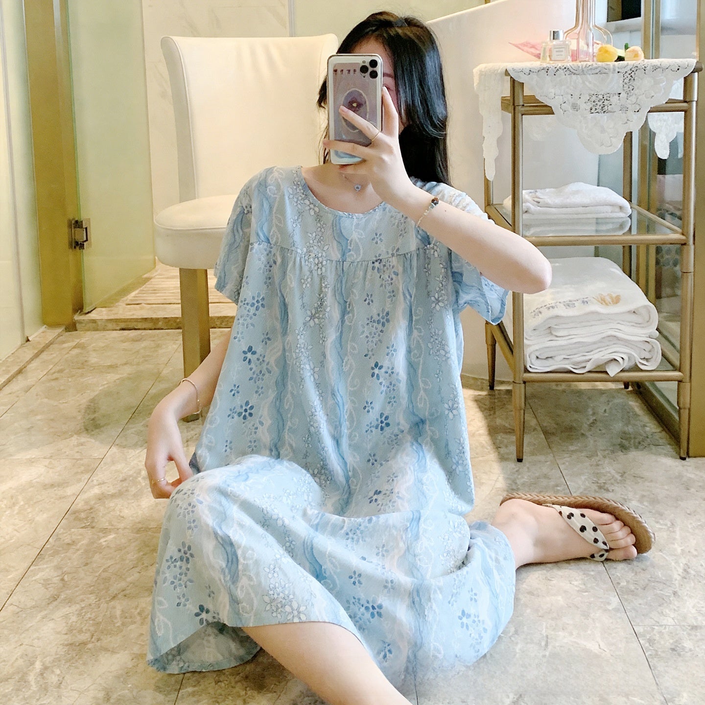 Cotton Silk Nightdress Summer Sleepwear
