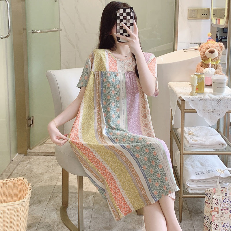 Cotton Silk Nightdress Summer Sleepwear