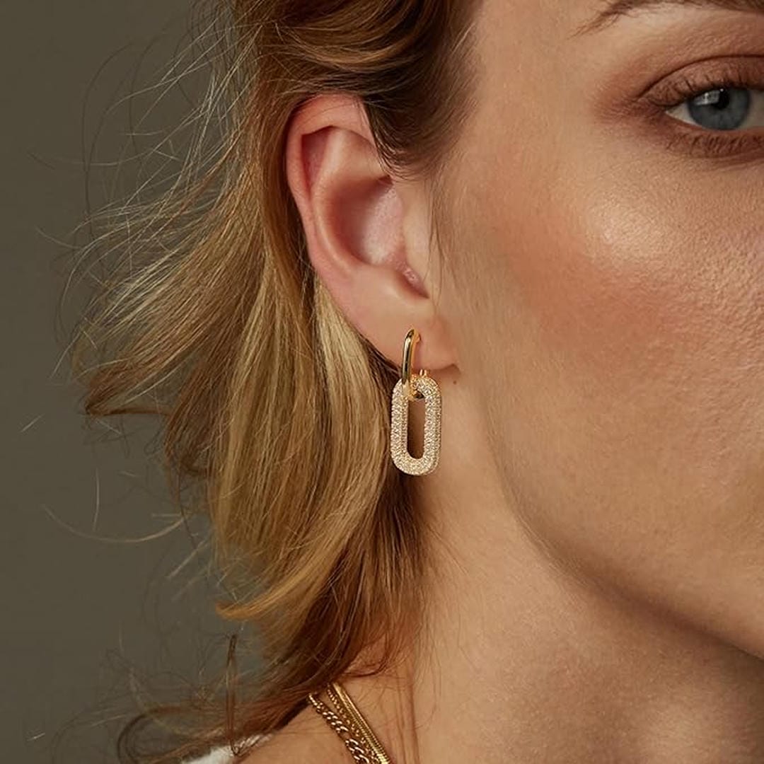 Orecchini a Cerchio Geometrici con Strass Retrò